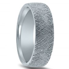 Bark with frost wedding band finish